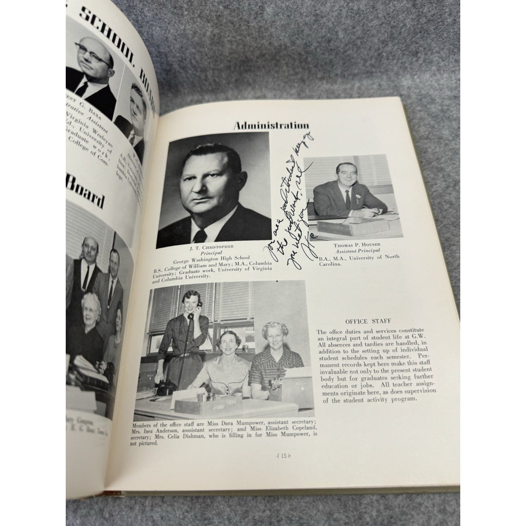 1961 Cavalier Yearbook George Washington HS Danville VA Signed