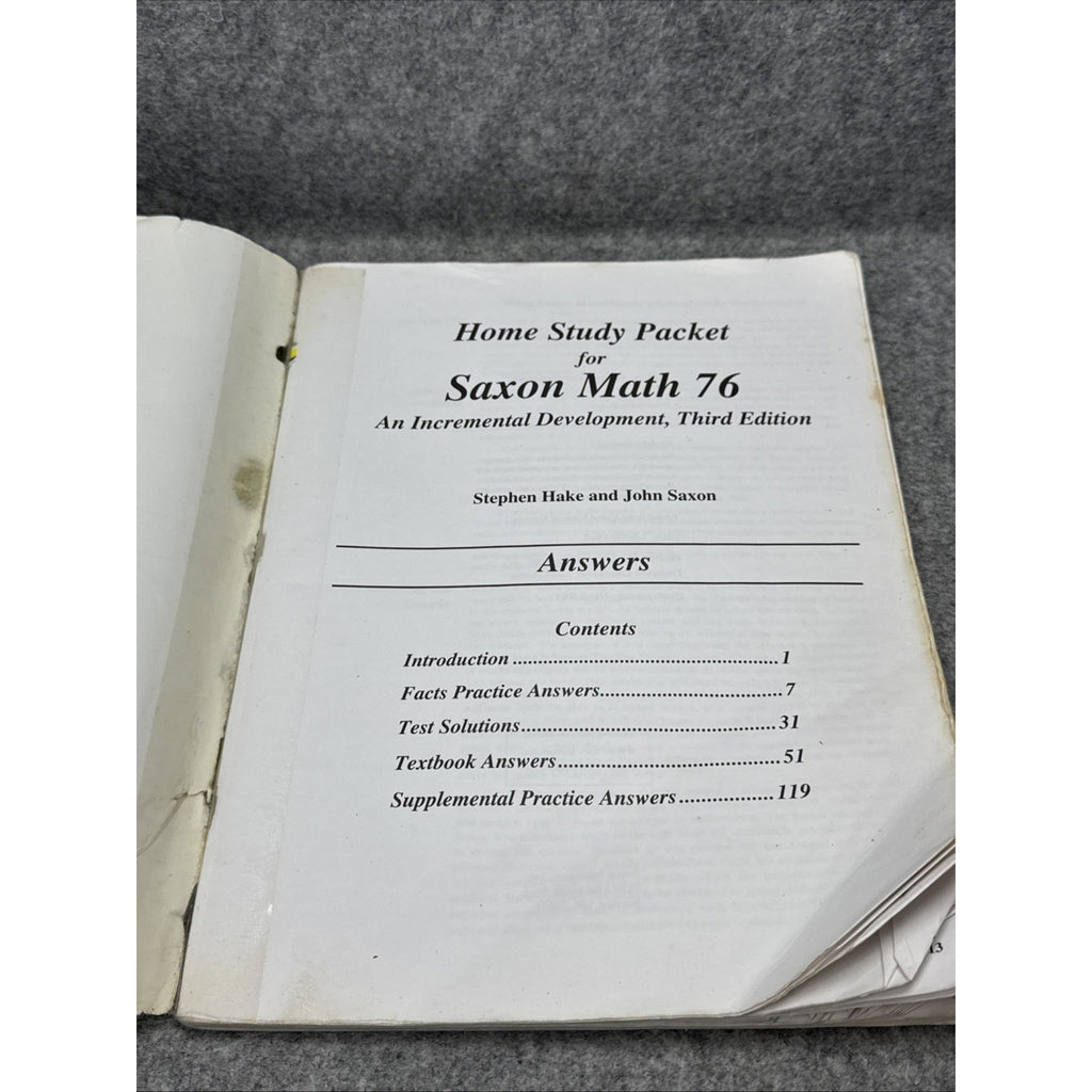 Math 76 Home Study by Stephen Hake and John Saxon (2001, Trade Paperback)