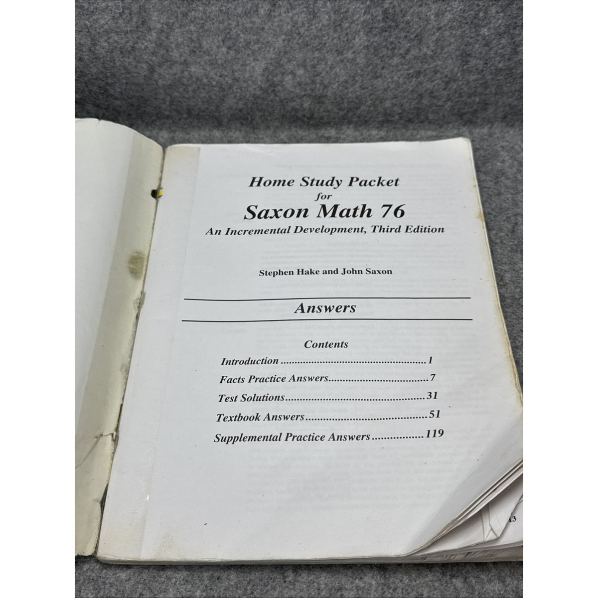 Math 76 Home Study by Stephen Hake and John Saxon (2001, Trade Paperback)