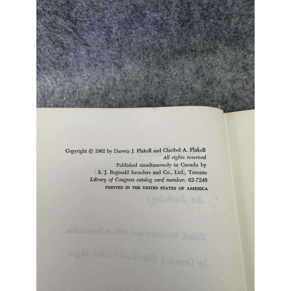 1962 New Voices of Hispanic America Anthology Flakoll Alegria HC