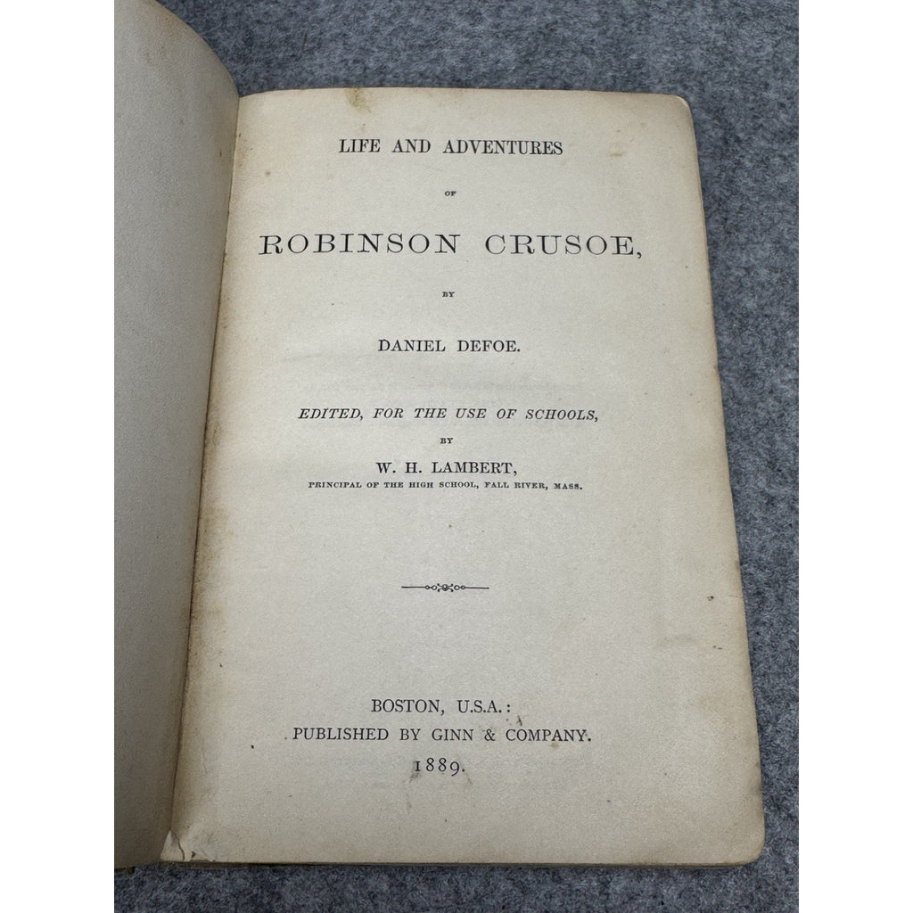 1889 Robinson Crusoe Daniel Defoe W H Lambert Classics for Children Antique