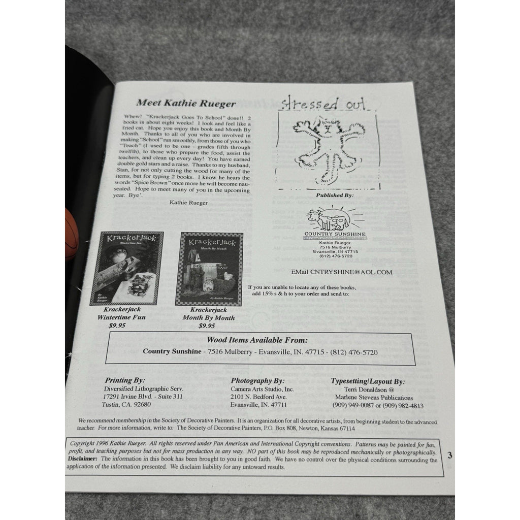 1996 Krackerjack Goes to School Kathie Rueger Tole Painting Patterns Craft Book