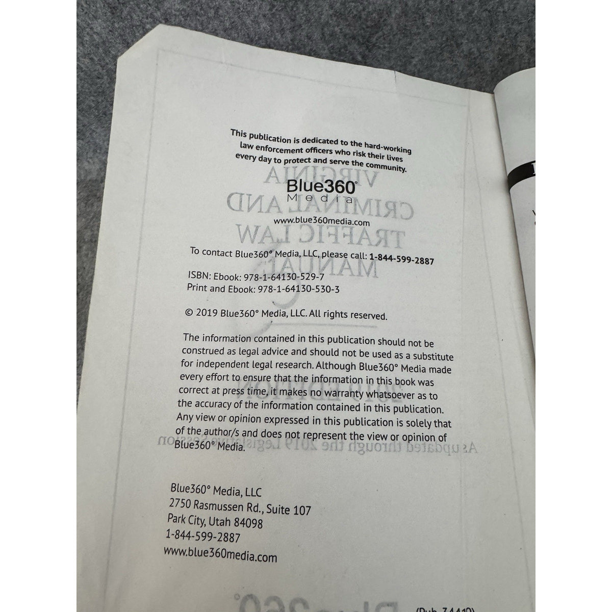 Virginia Criminal & Traffic Law Manual 2019 Blue360 Media Paperback