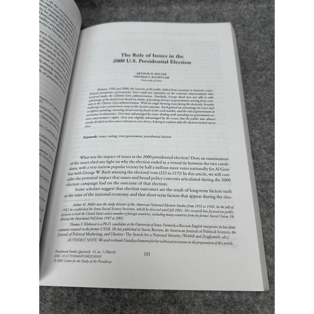 2003 Presidential Studies Quarterly Vol 33 No 1 2000 Election Special Issue