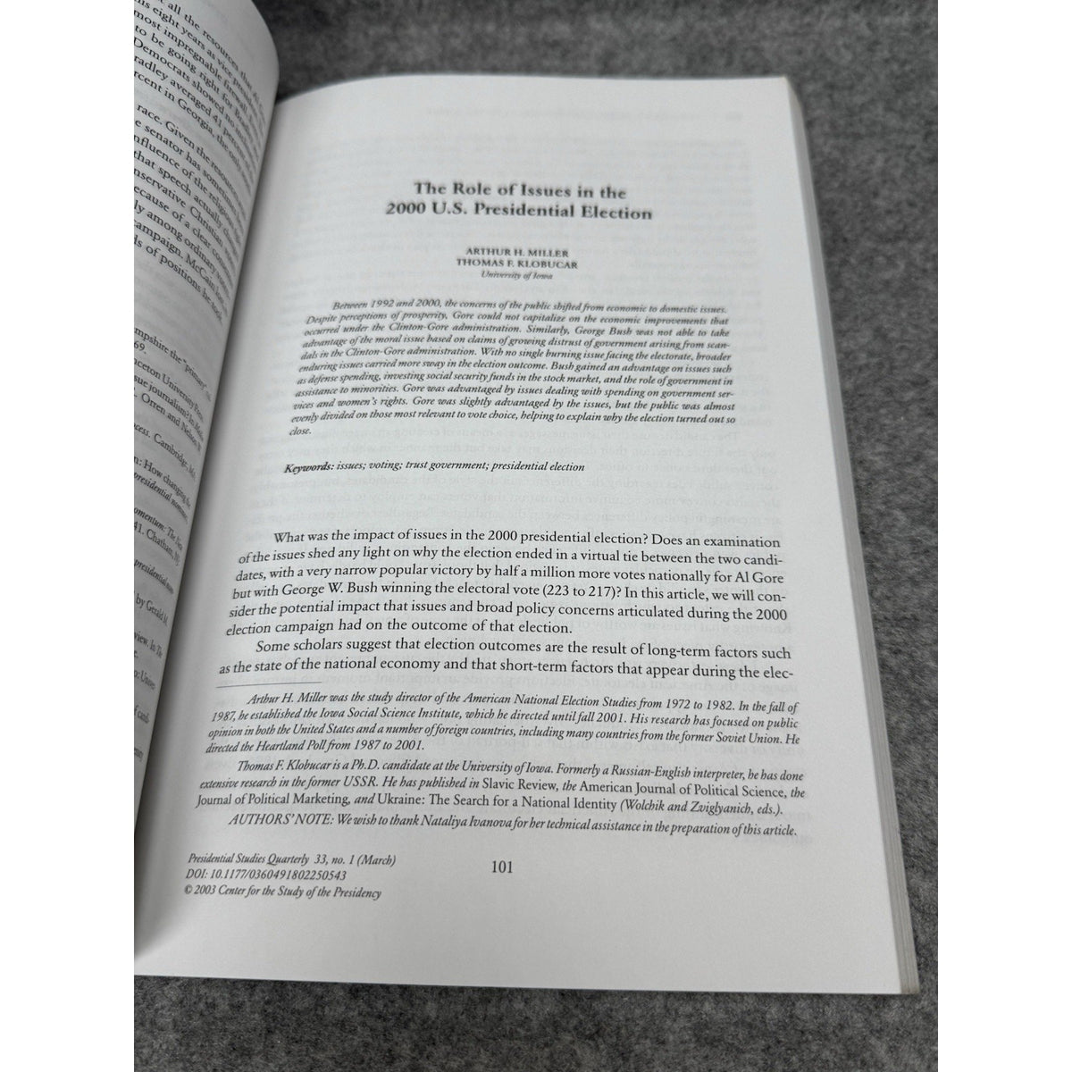 2003 Presidential Studies Quarterly Vol 33 No 1 2000 Election Special Issue