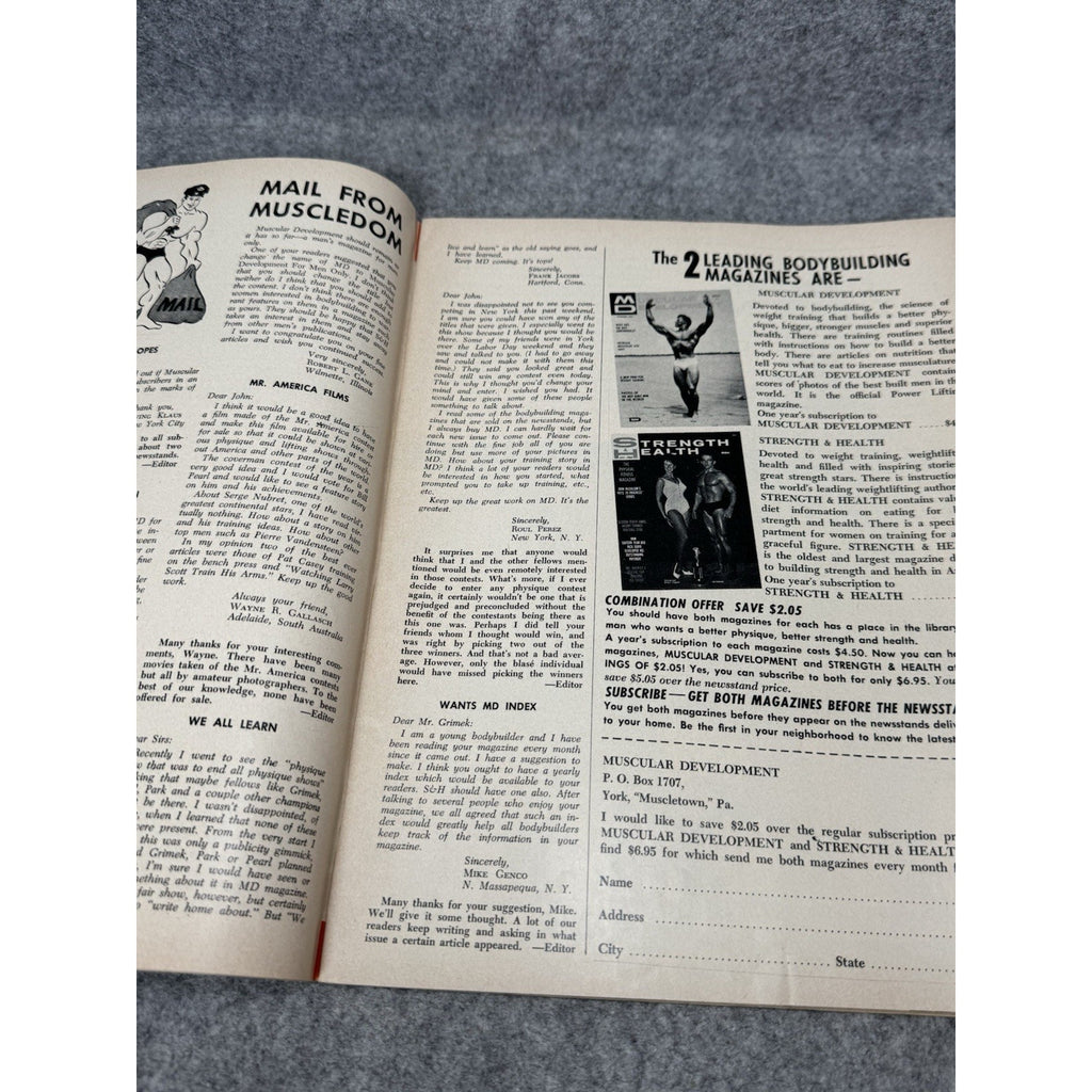 Muscular Development Jan 1966 Dennis Tinerino Reg Park Bodybuilding Magazine