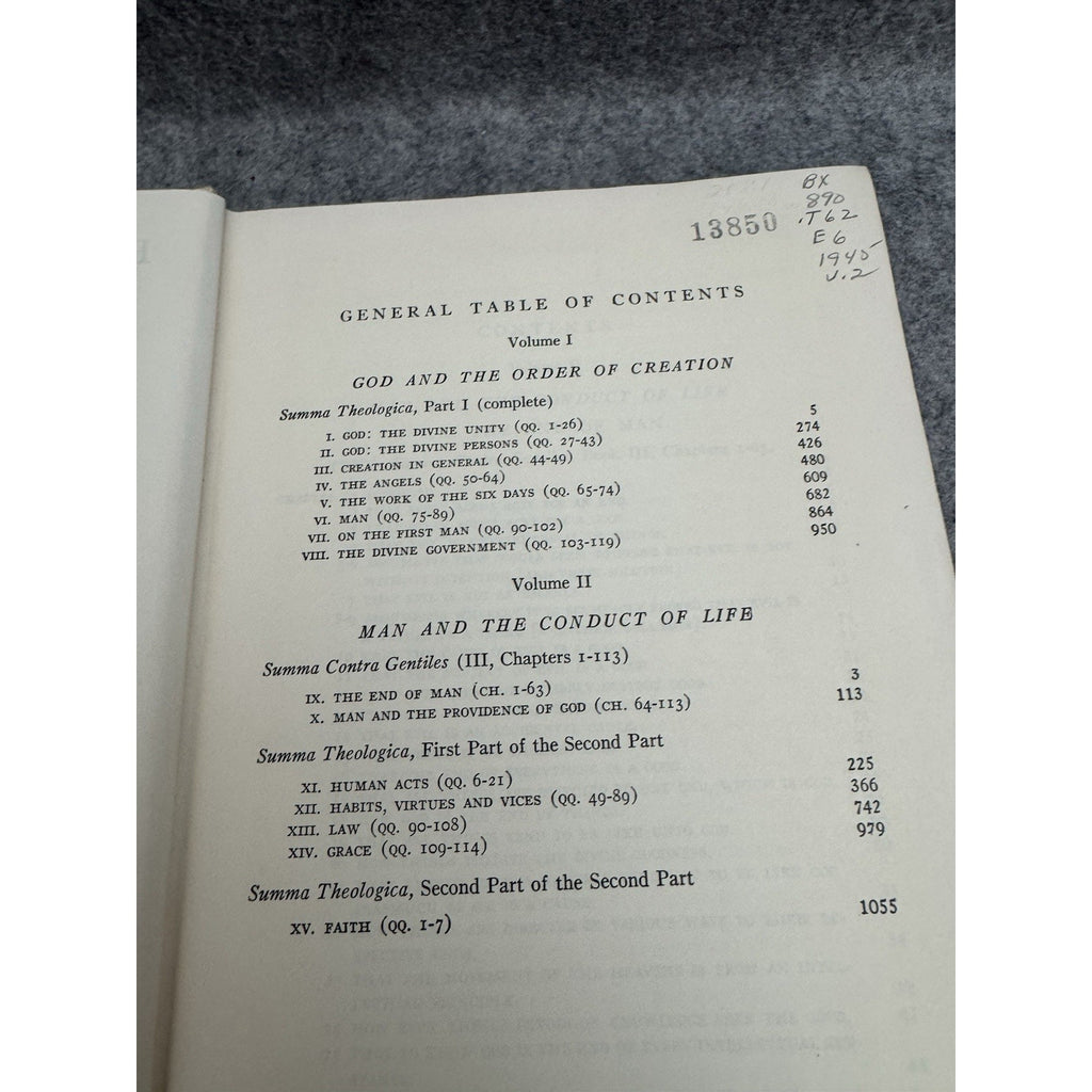 1945 Basic Writings of Saint Thomas Aquinas Vol 2 HC Random House