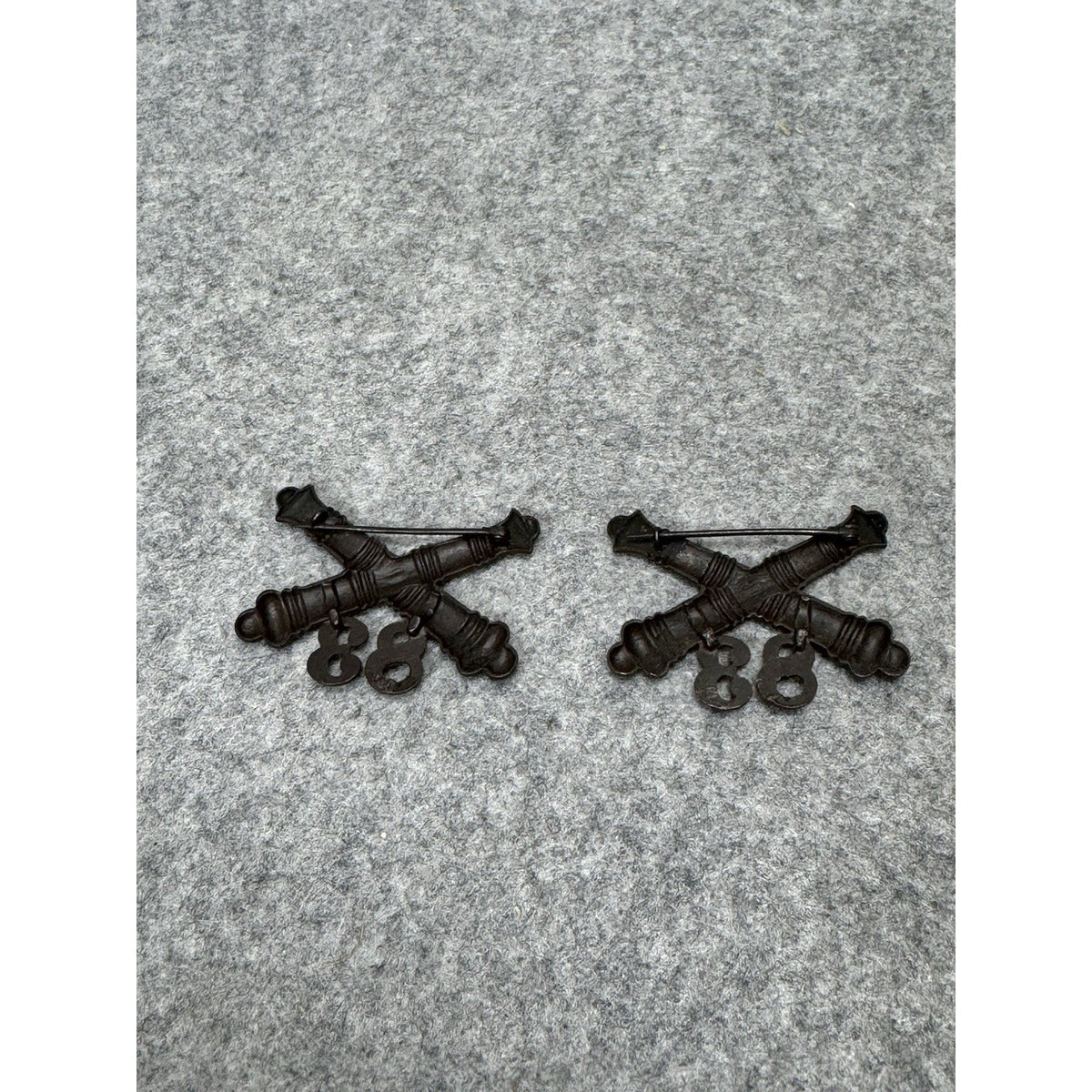 US Army 83rd Company Coast Artillery Collar Insignia Pair 1902-1905 Pattern