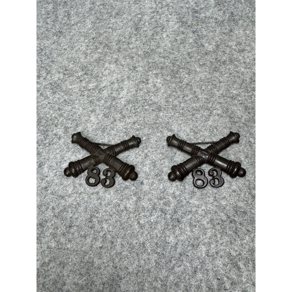 US Army 83rd Company Coast Artillery Collar Insignia Pair 1902-1905 Pattern