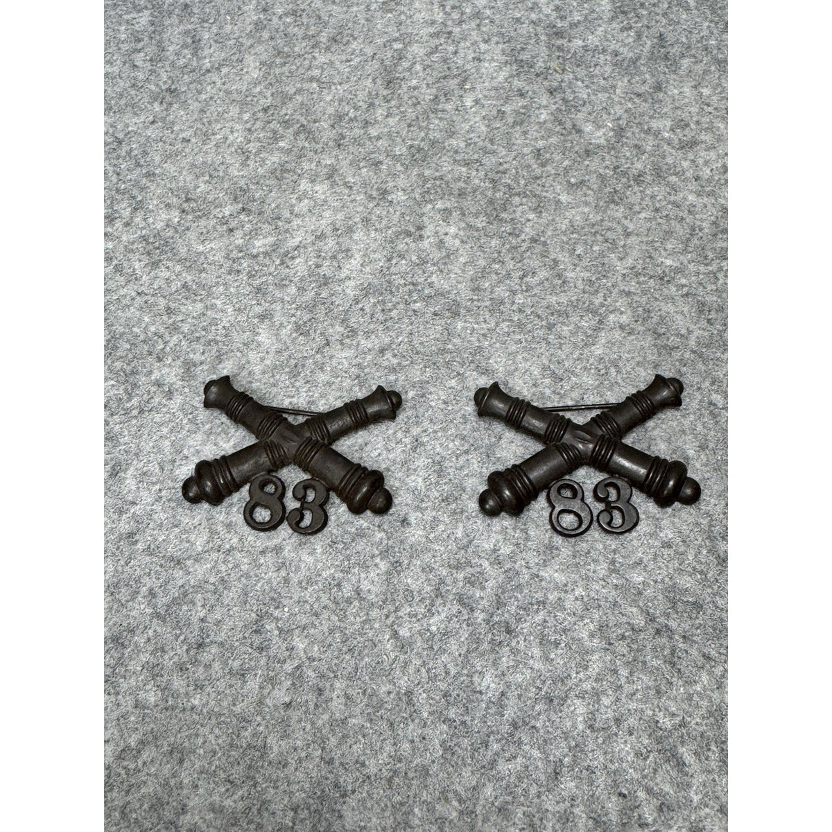 US Army 83rd Company Coast Artillery Collar Insignia Pair 1902-1905 Pattern