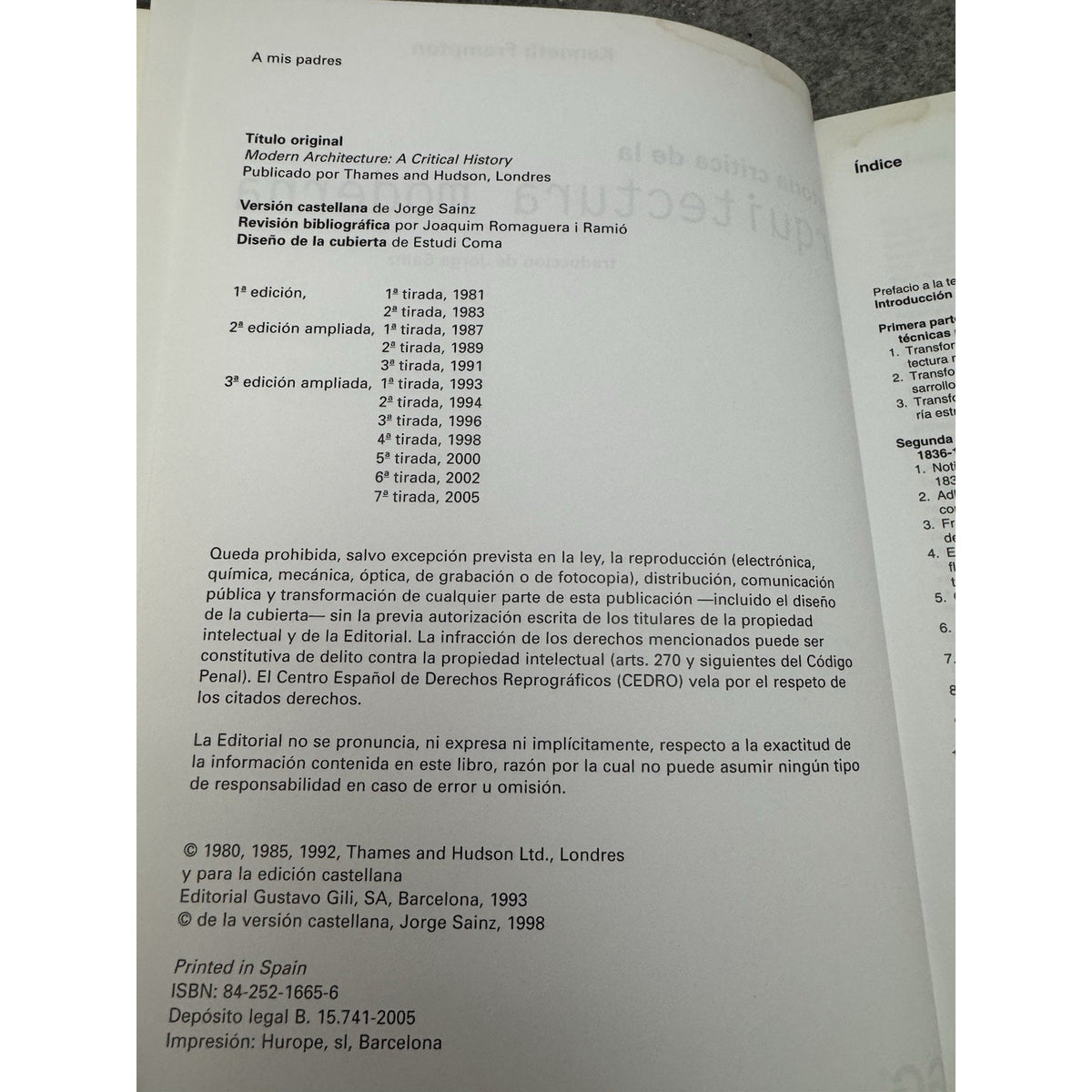 Historia Critica de la Arquitectura Moderna Frampton 2005 Spanish PB