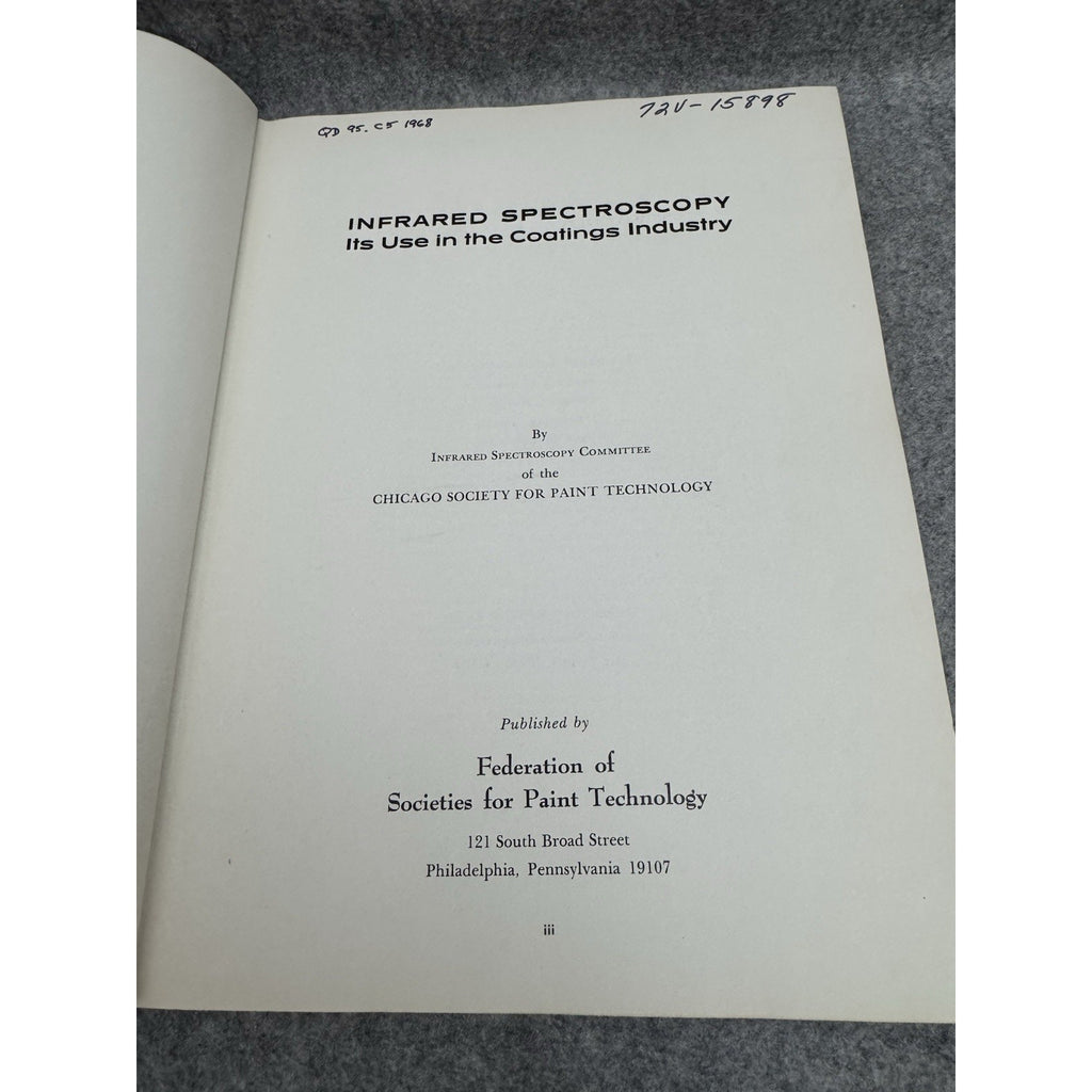 Infrared Spectroscopy Its Use in the Coatings Industry 1969 HC Paint Technology