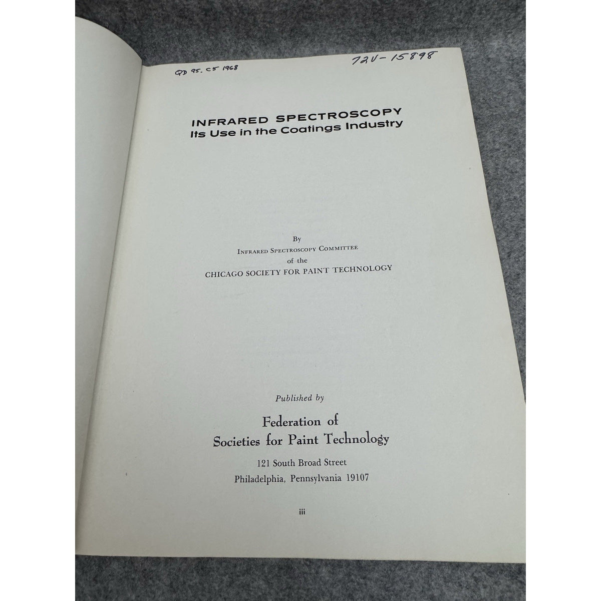 Infrared Spectroscopy Its Use in the Coatings Industry 1969 HC Paint Technology