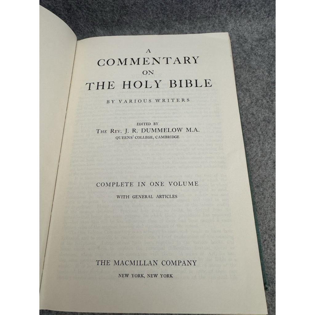 1973 One Volume Bible Commentary J R Dummelow Macmillan Hardcover