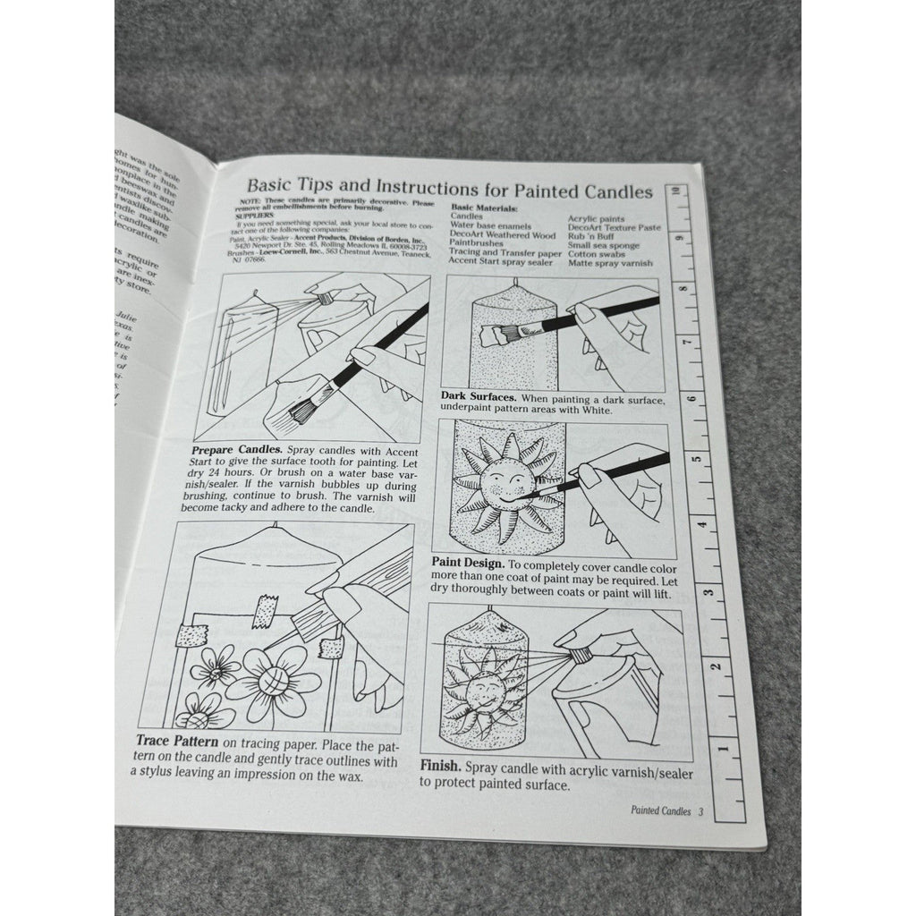 1995 Painted Candles Pam Gregg Julie McGuffee Tole Painting Pattern Book 3149