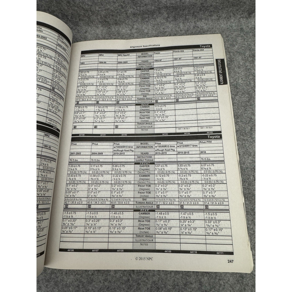 2015 Wheel Alignment Specifications 1989-2015 Cars Vans Light Trucks Manual