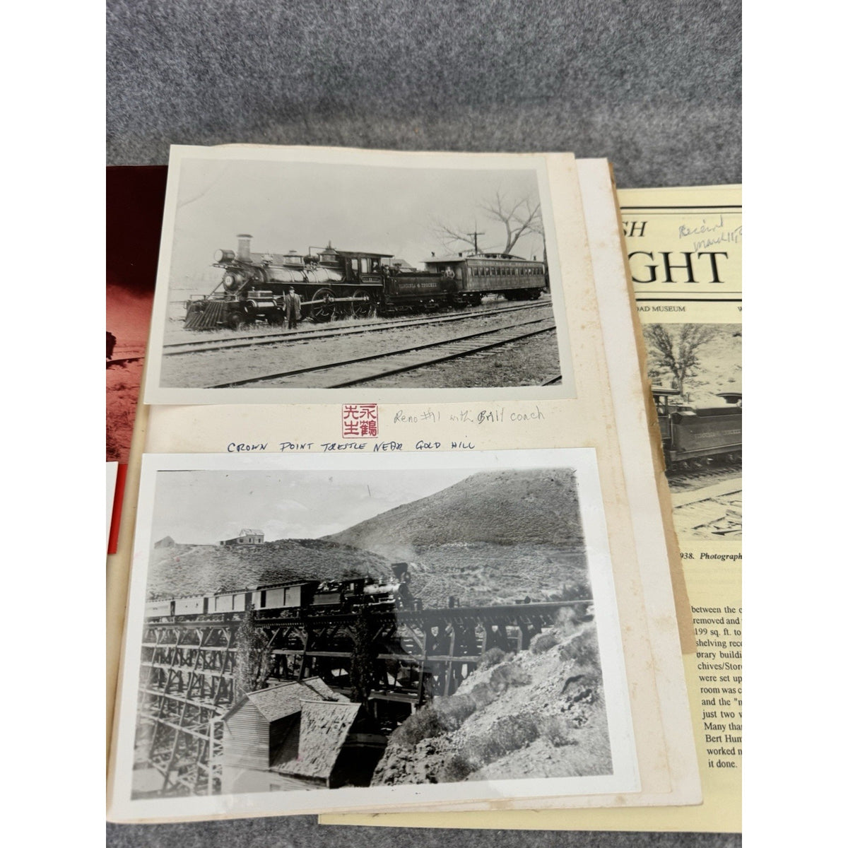1957 Steamcars to the Comstock Beebe Clegg Virginia Truckee RR HC + Ephemera