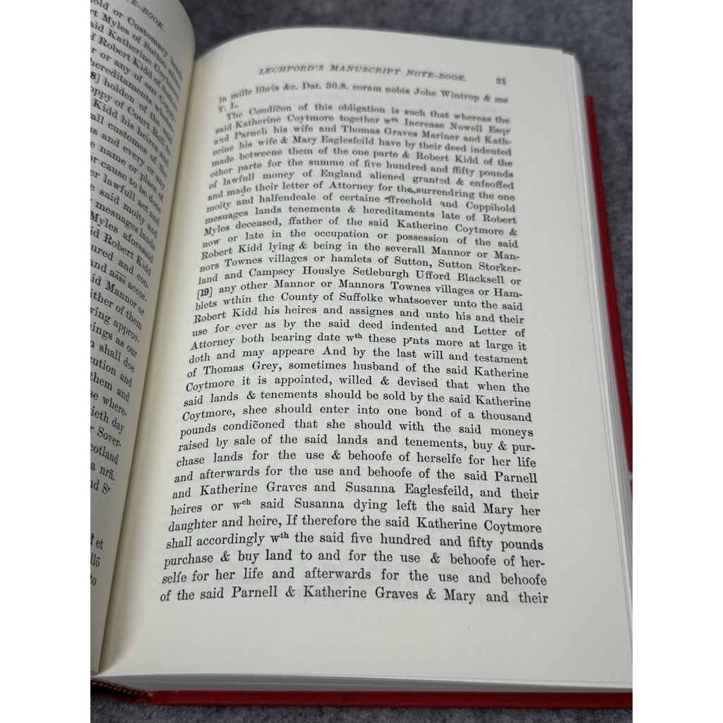 Thomas Lechford Note-Book 1638-1641 Colonial Boston Genealogy Picton 1988