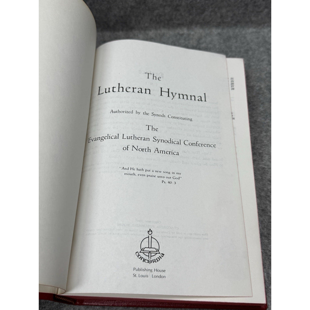 The Lutheran Hymnal Concordia Red Hardcover 1941 Copyright Church Music