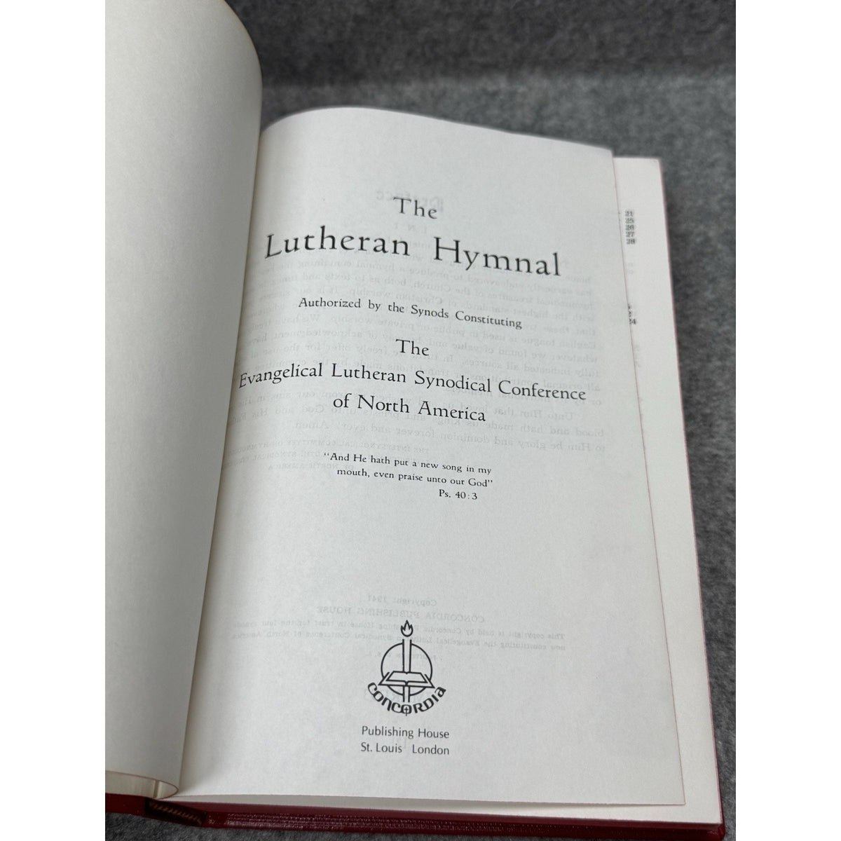 The Lutheran Hymnal Concordia Red Hardcover 1941 Copyright Church Music