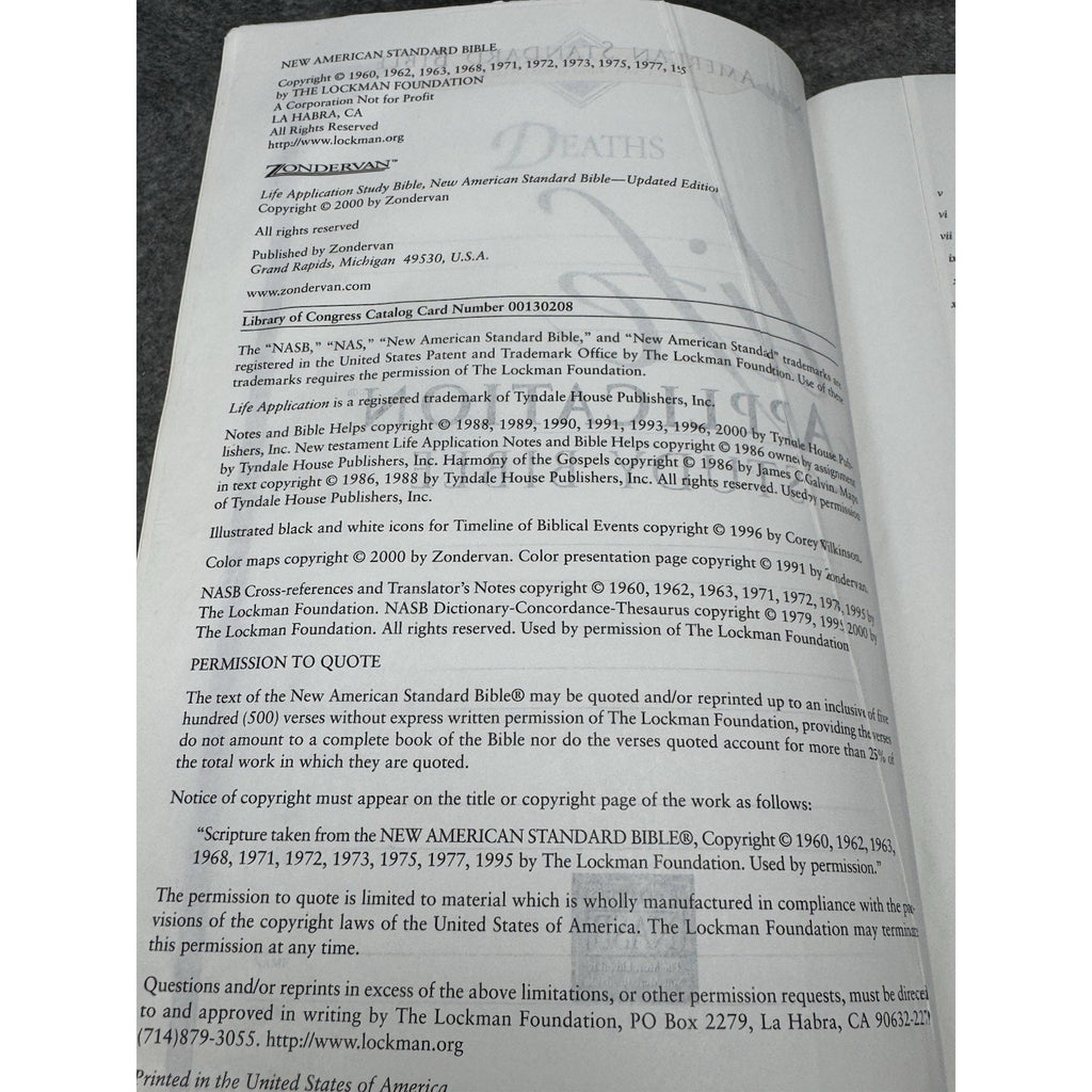 NASB Life Application Study Bible Updated Edition 2000 Zondervan Hardcover