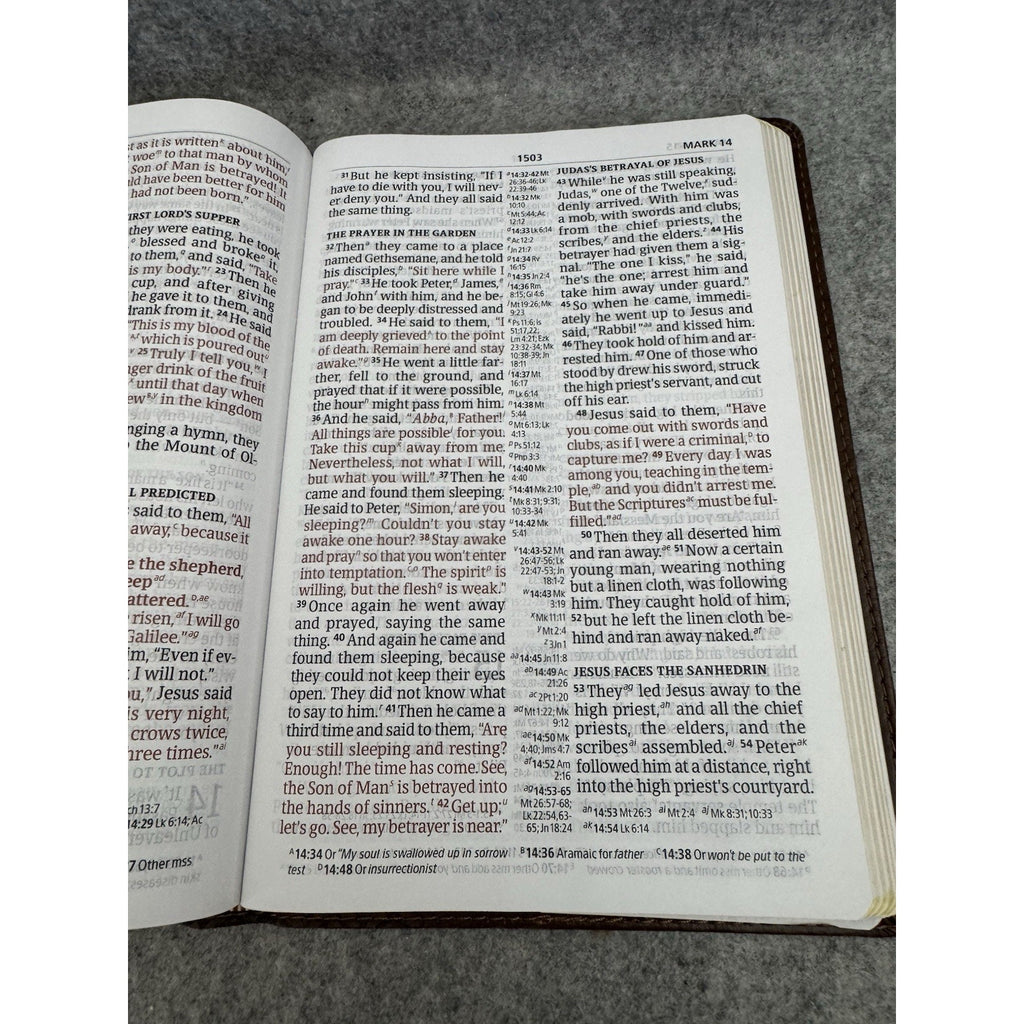 CSB Giant Print Center-Column Reference Bible Brown LeatherTouch Holman 2019