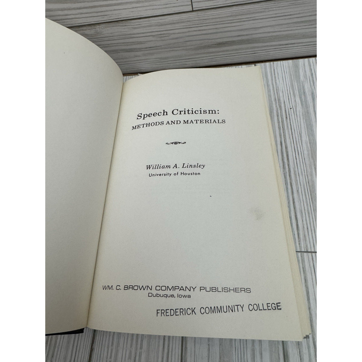 Speech Criticism Methods Materials Linsley 1968 HC