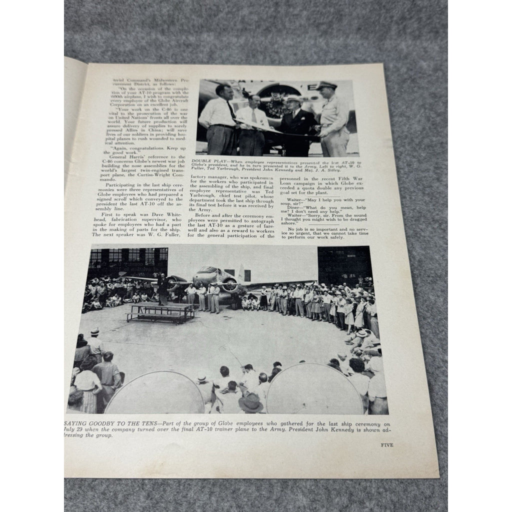1944 Globe Beam August WWII Aircraft Magazine AT-10 Final Production Fort Worth