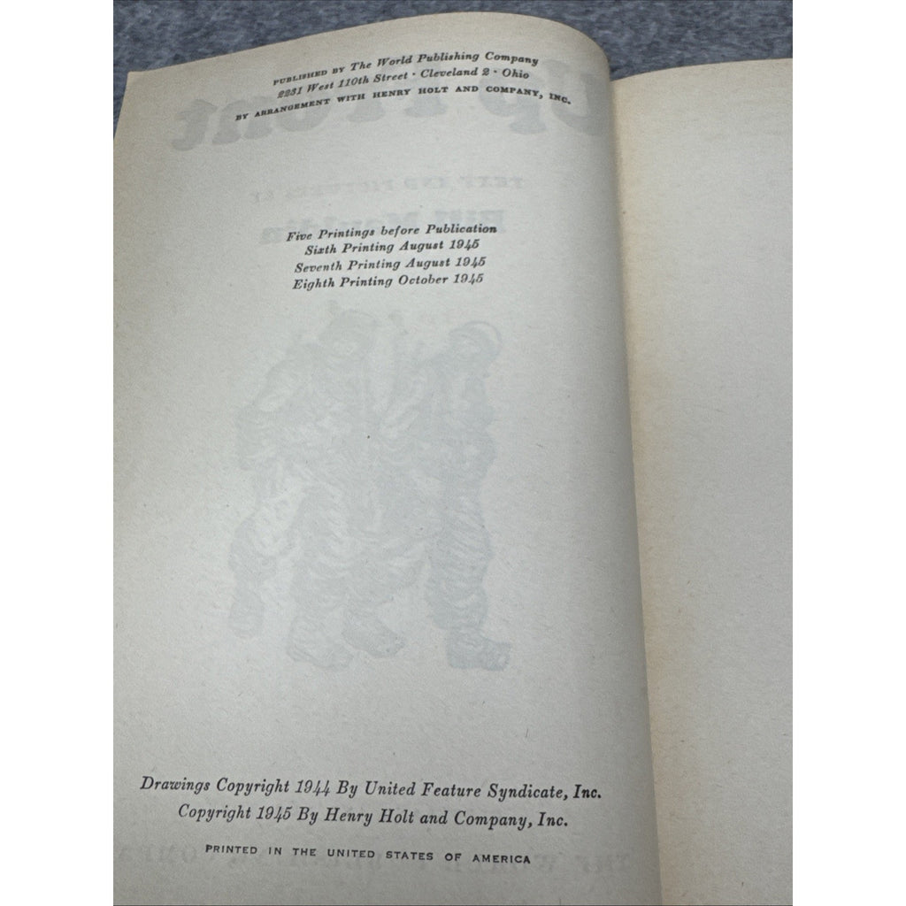 Up Front Bill Mauldin 1945 HC WWII 1st Edition Illustrated, Cartoonist