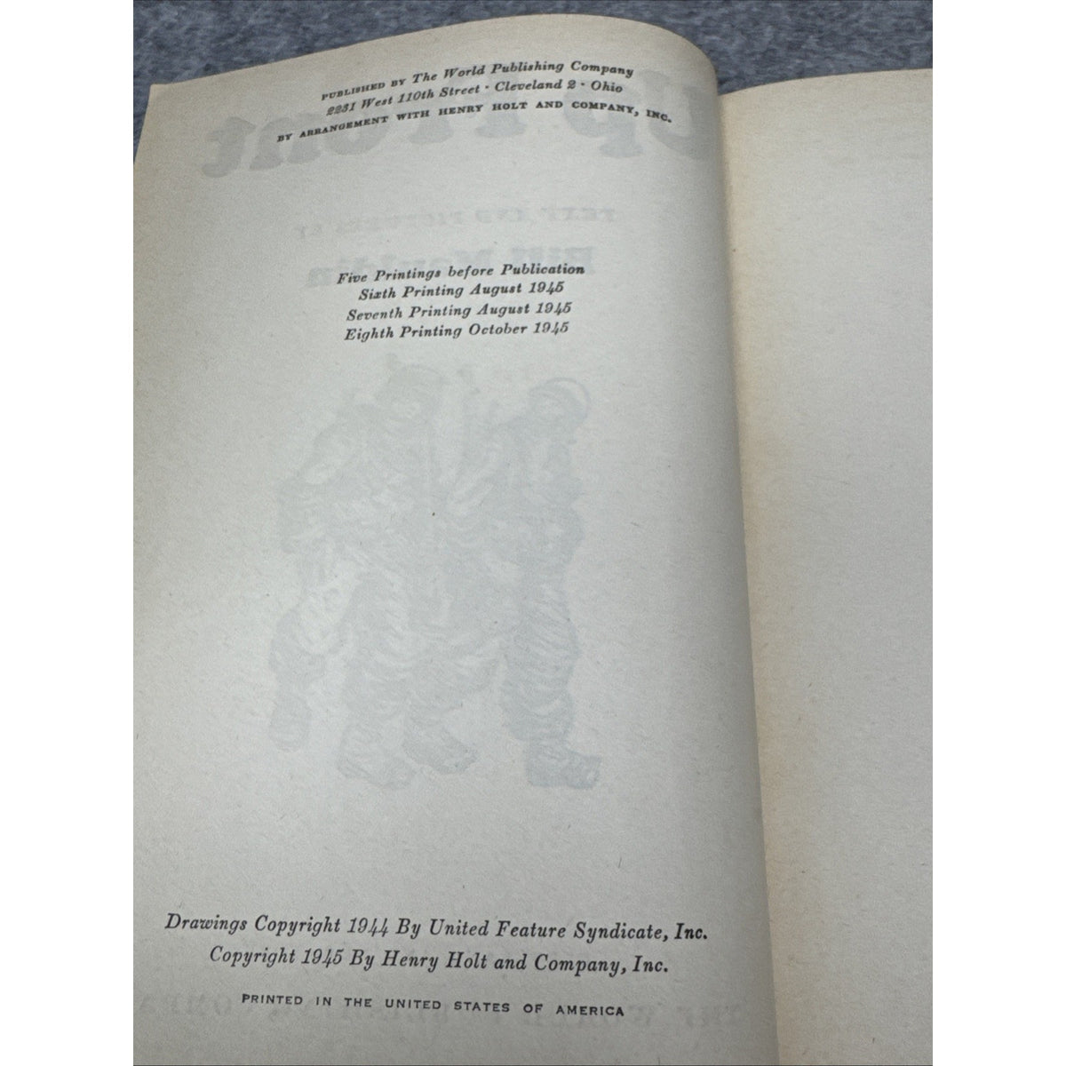 Up Front Bill Mauldin 1945 HC WWII 1st Edition Illustrated, Cartoonist