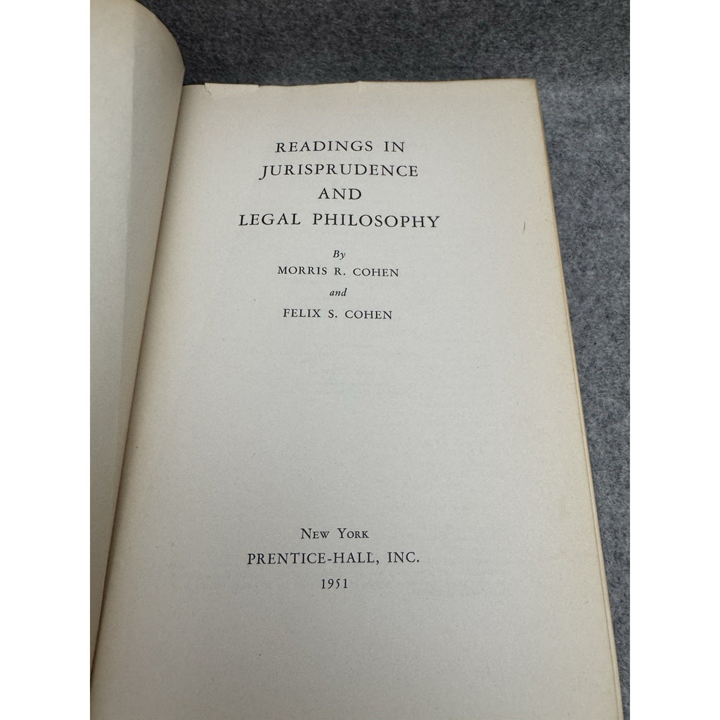 1951 Readings In Jurisprudence And Legal Philosophy Cohen HC