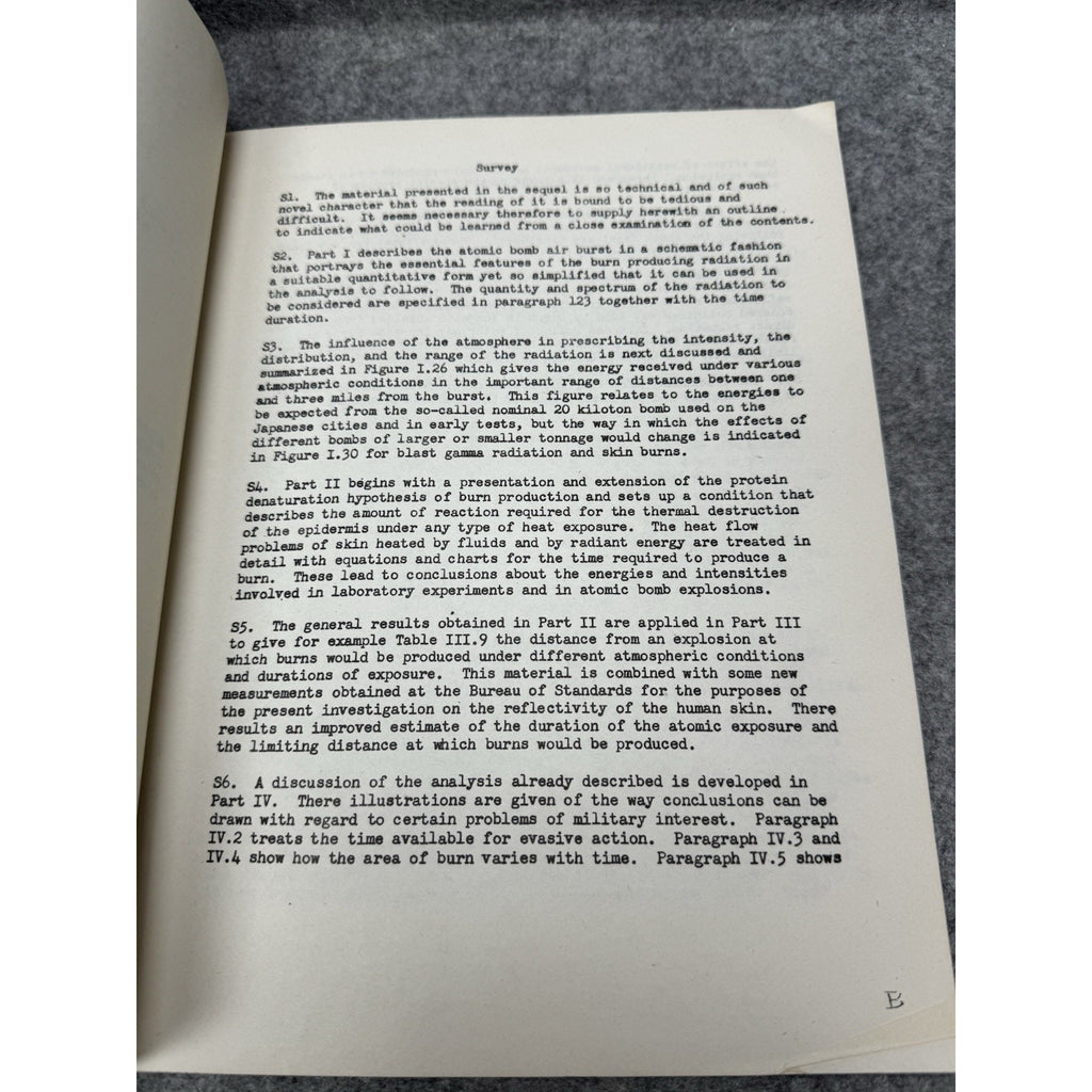 Rare c1950 US Army Atomic Bomb Air Burst Burn Study Nuclear Test Report