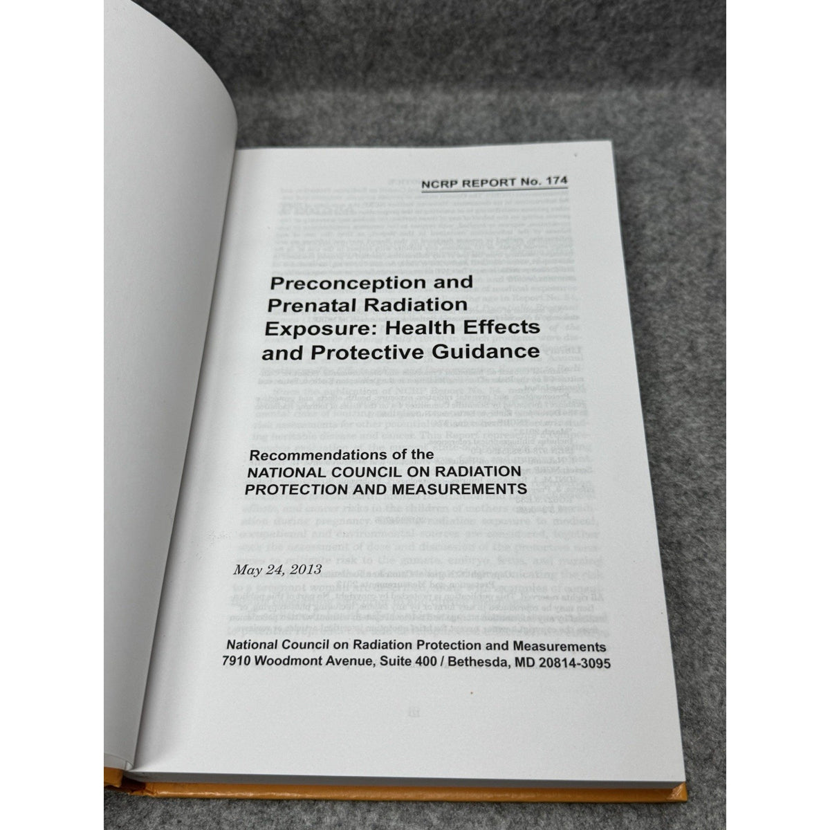 NCRP Report 174 Preconception Prenatal Radiation Exposure Health Effects
