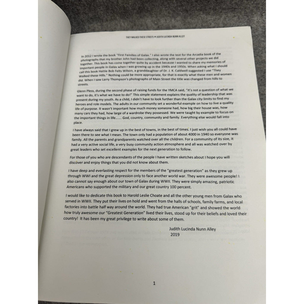 Signed They Walked These Streets Vol 1 Galax VA History Judith Alley