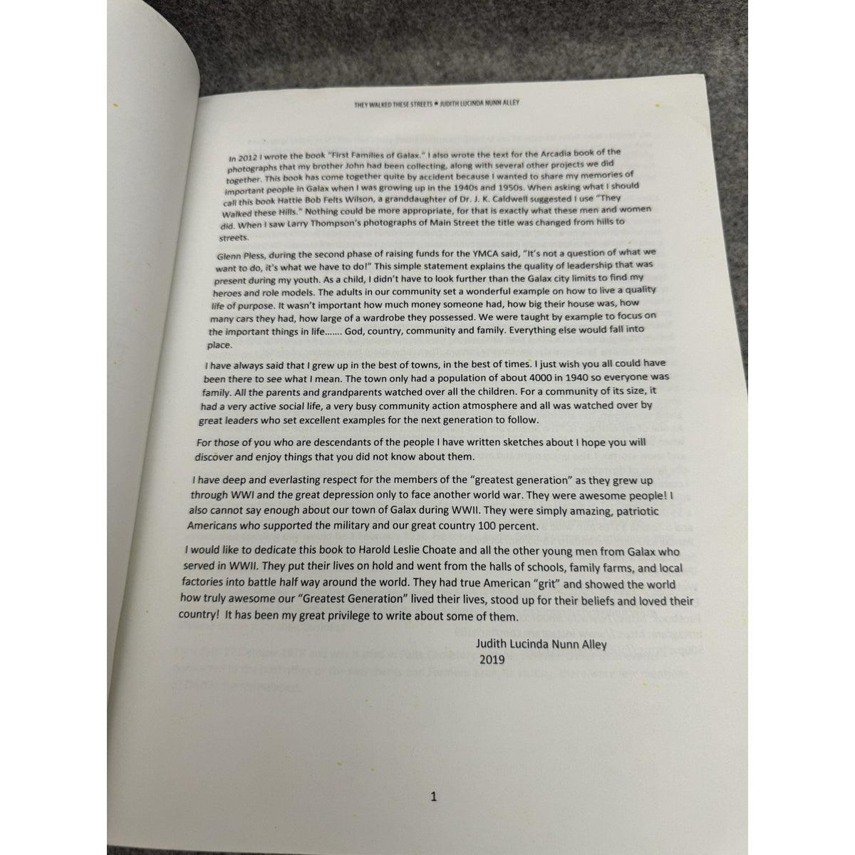 Signed They Walked These Streets Vol 1 Galax VA History Judith Alley