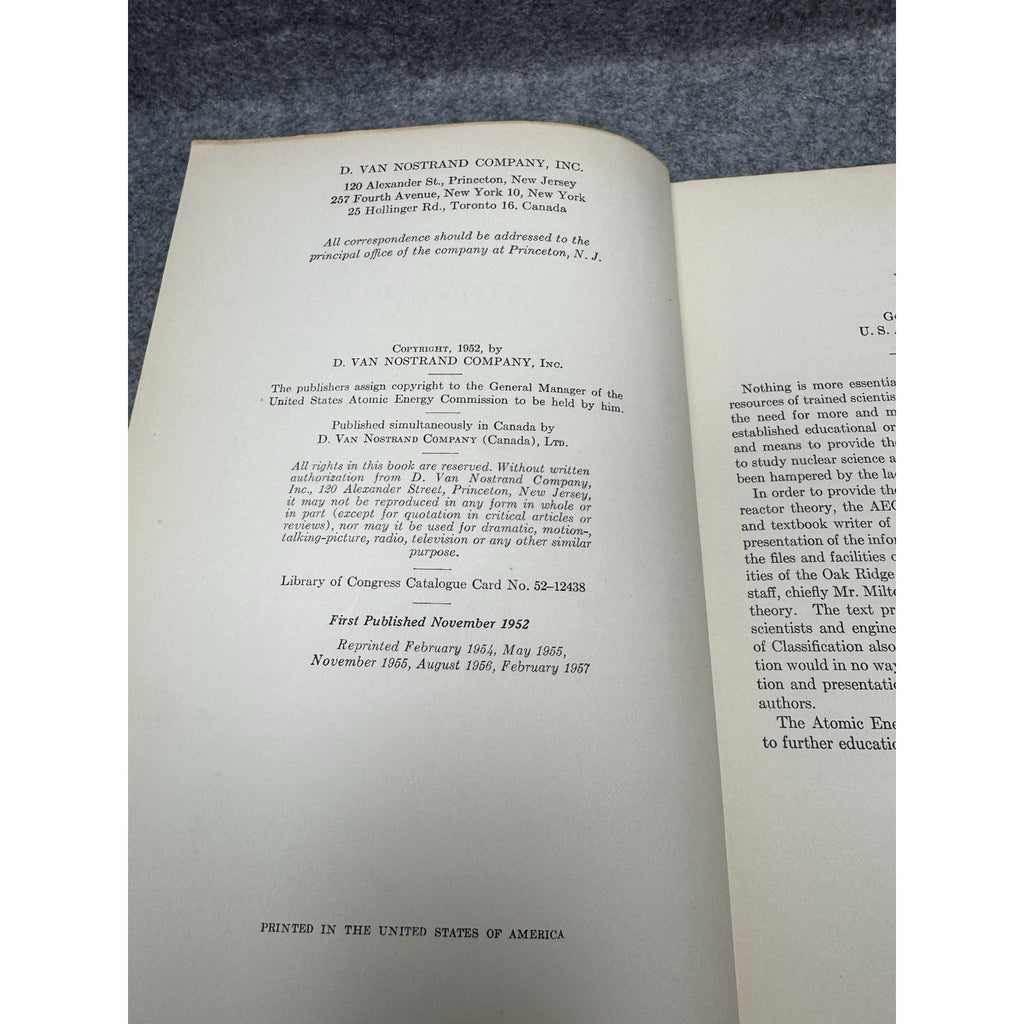 Elements of Nuclear Reactor Theory Glasstone Edlund 1957 Atomic Energy HC DJ