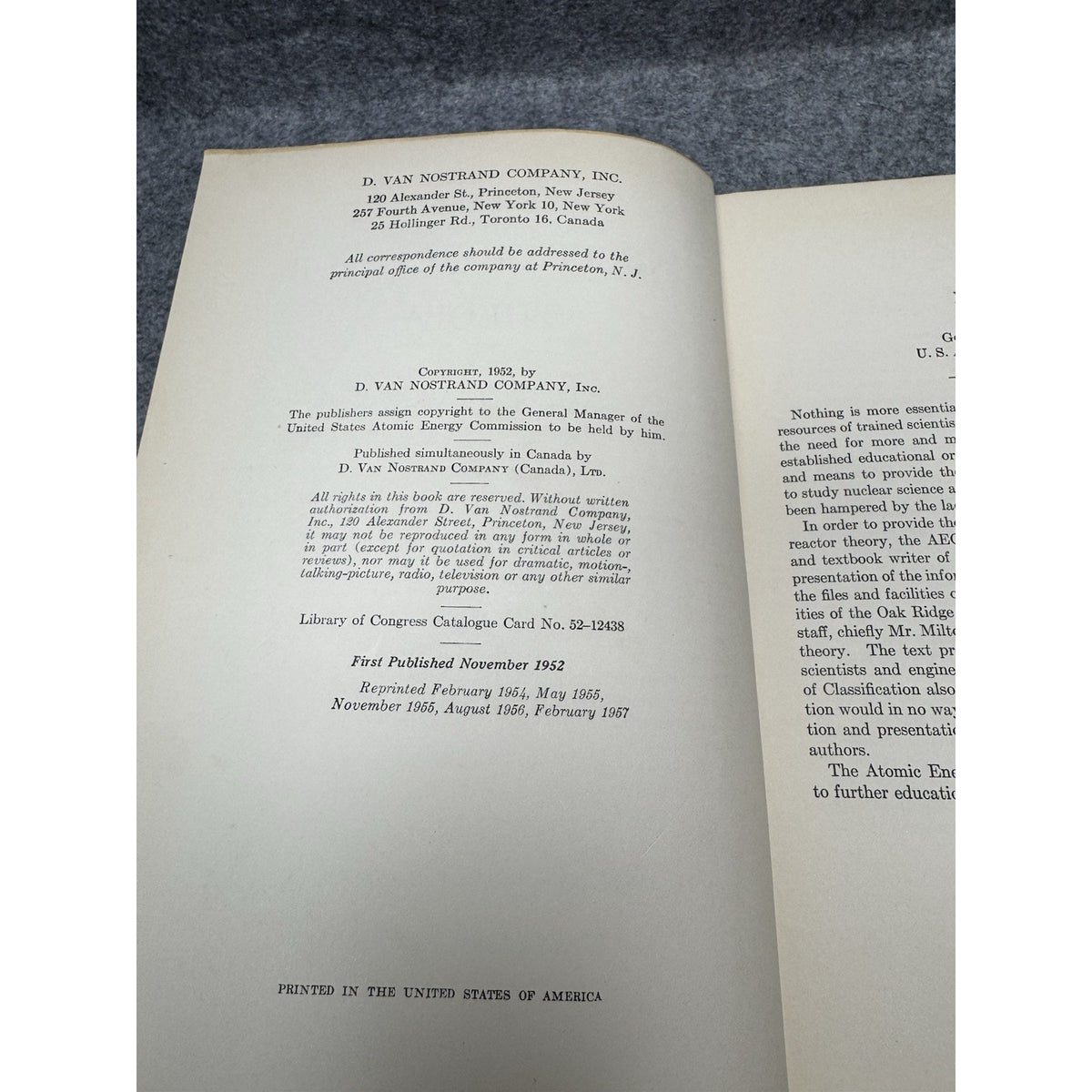 Elements of Nuclear Reactor Theory Glasstone Edlund 1957 Atomic Energy HC DJ