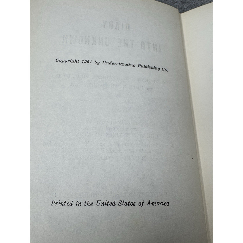 Diary Into the Unknown Whitworth 1961 1st Ed ESP Telepathy Paranormal HC
