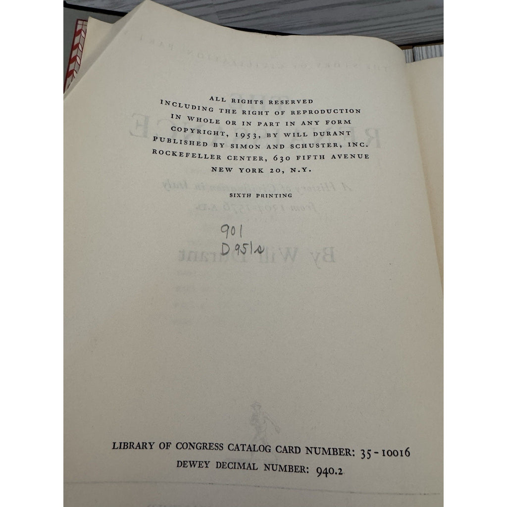 The Renaissance Will Durant 1953 HC Story of Civilization Vol 5