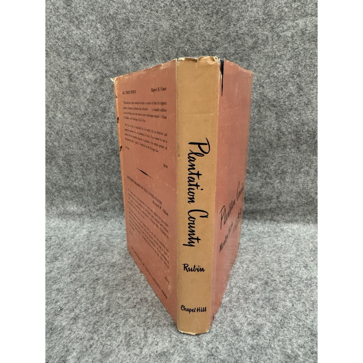 Plantation County Morton Rubin 1951 UNC Press Southern Sociology HC DJ