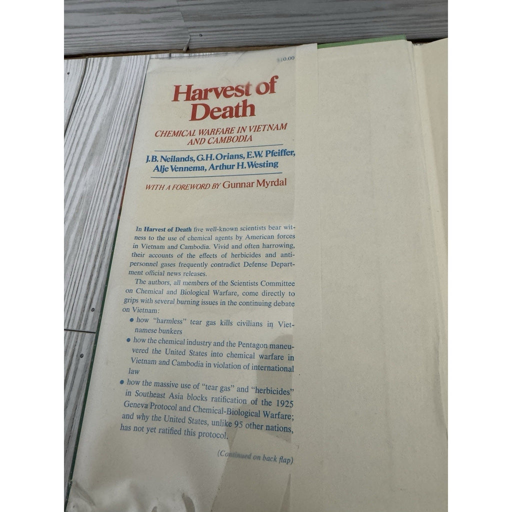 Harvest of Death 1972 HC Vietnam Chemical Warfare Neiland Orians Pfeiffer