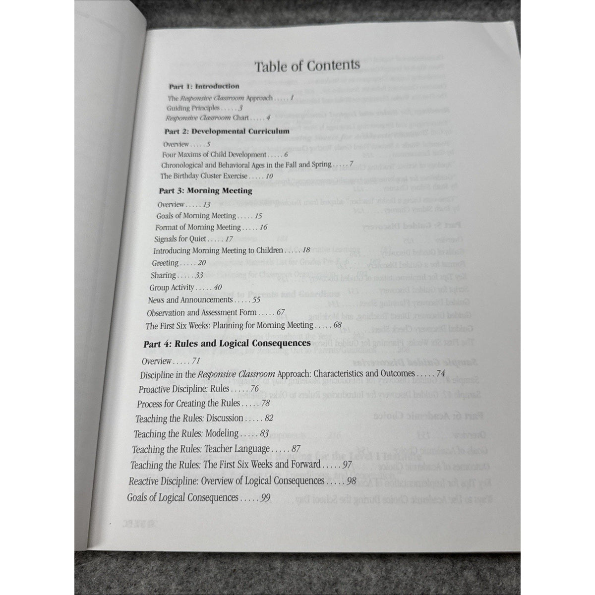 RESPONSIVE CLASSROOM Level I Workbook