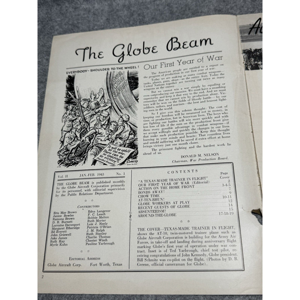 1943 Globe Beam WWII Aircraft Magazine AT-10 Fort Worth Texas Jan Feb