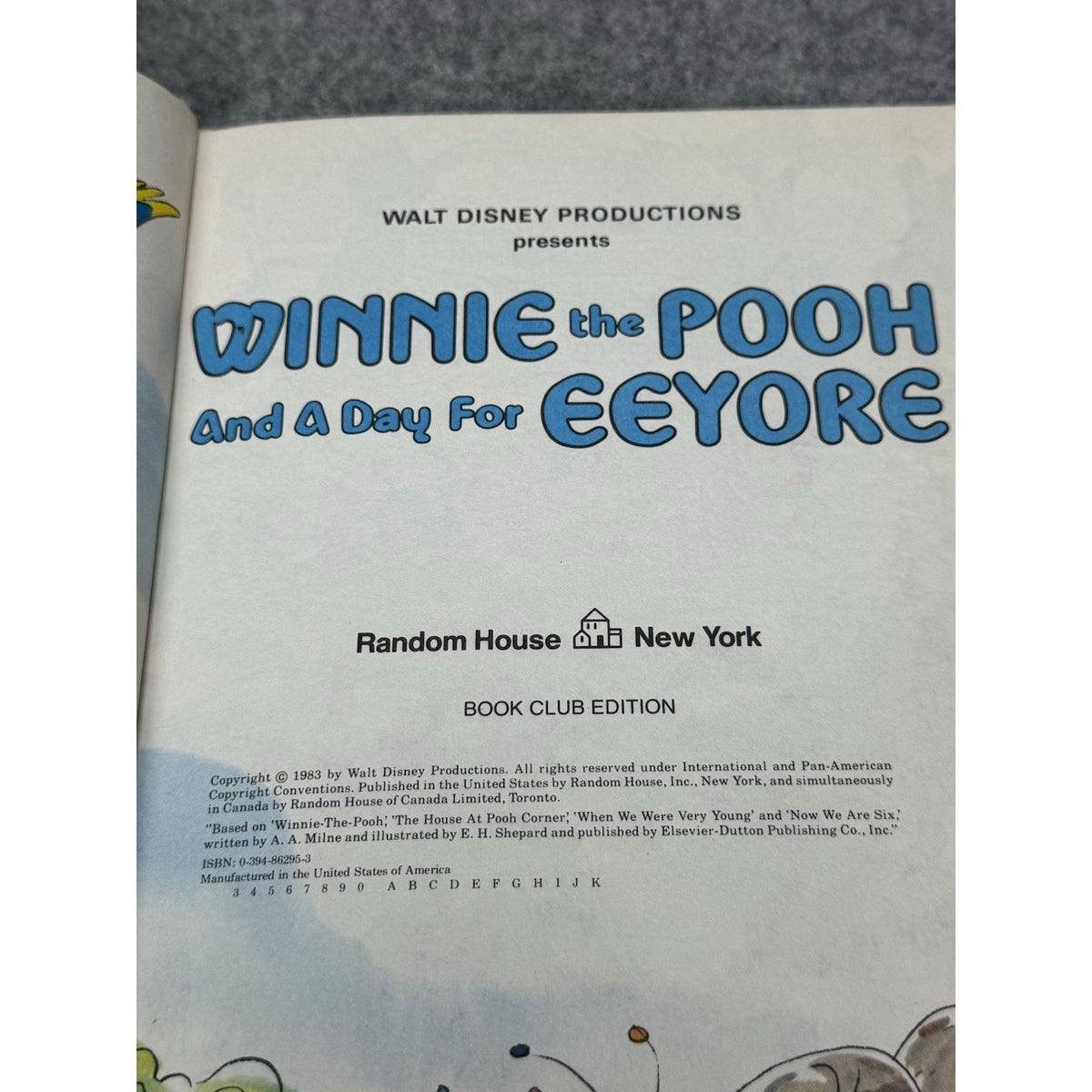Winnie the Pooh and a Day for Eeyore 1983 Disney Hardcover Book Club Edition