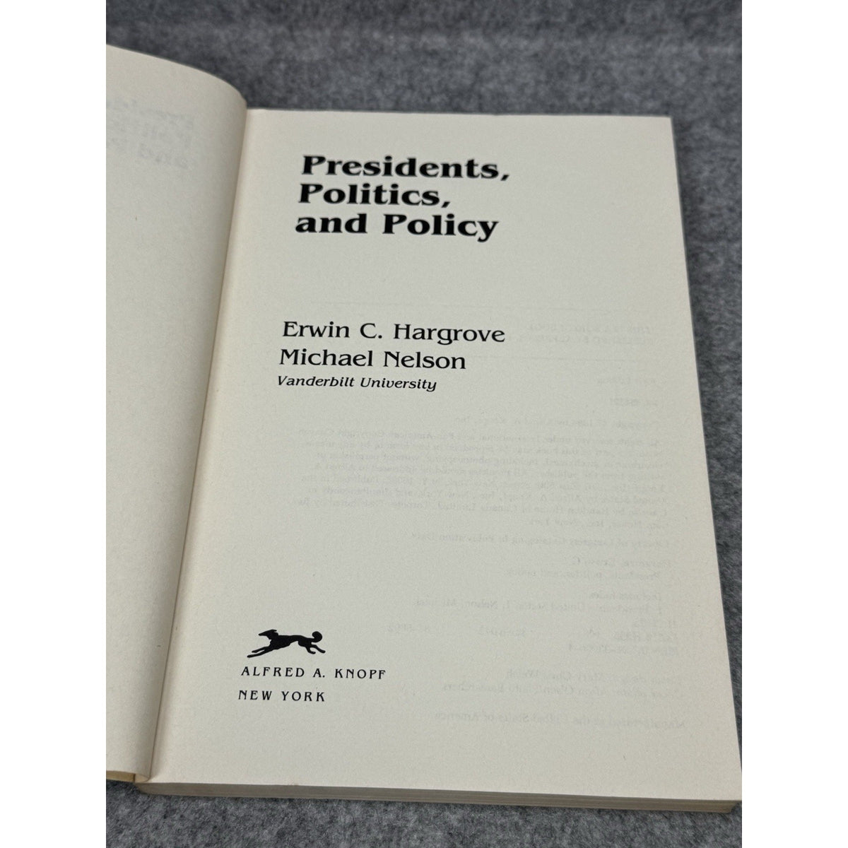 1984 Presidents Politics and Policy Hargrove Nelson First Edition Paperback