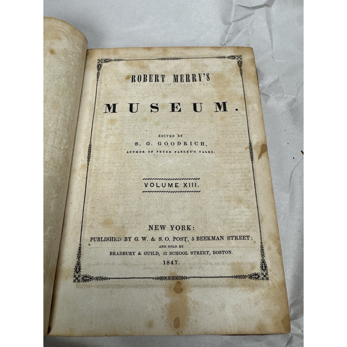 1847 Robert Merry’s Museum Vols 13 & 14 S G Goodrich Illustrated Leather