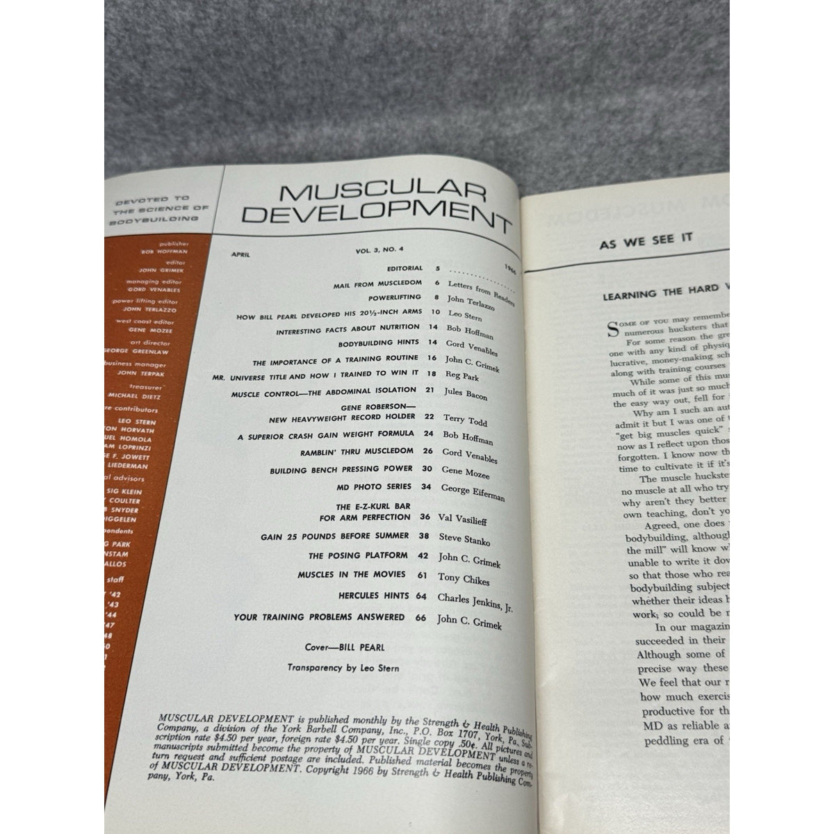1966 Muscular Development Magazine Bill Pearl Reg Park Vintage Bodybuilding