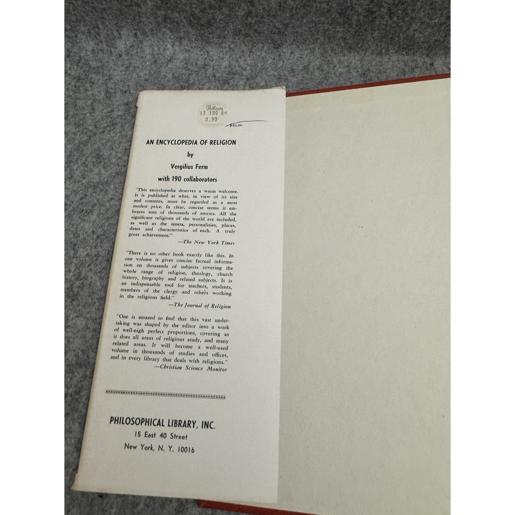 1945 An Encyclopedia of Religion Vergilius Ferm HC DJ Philosophical