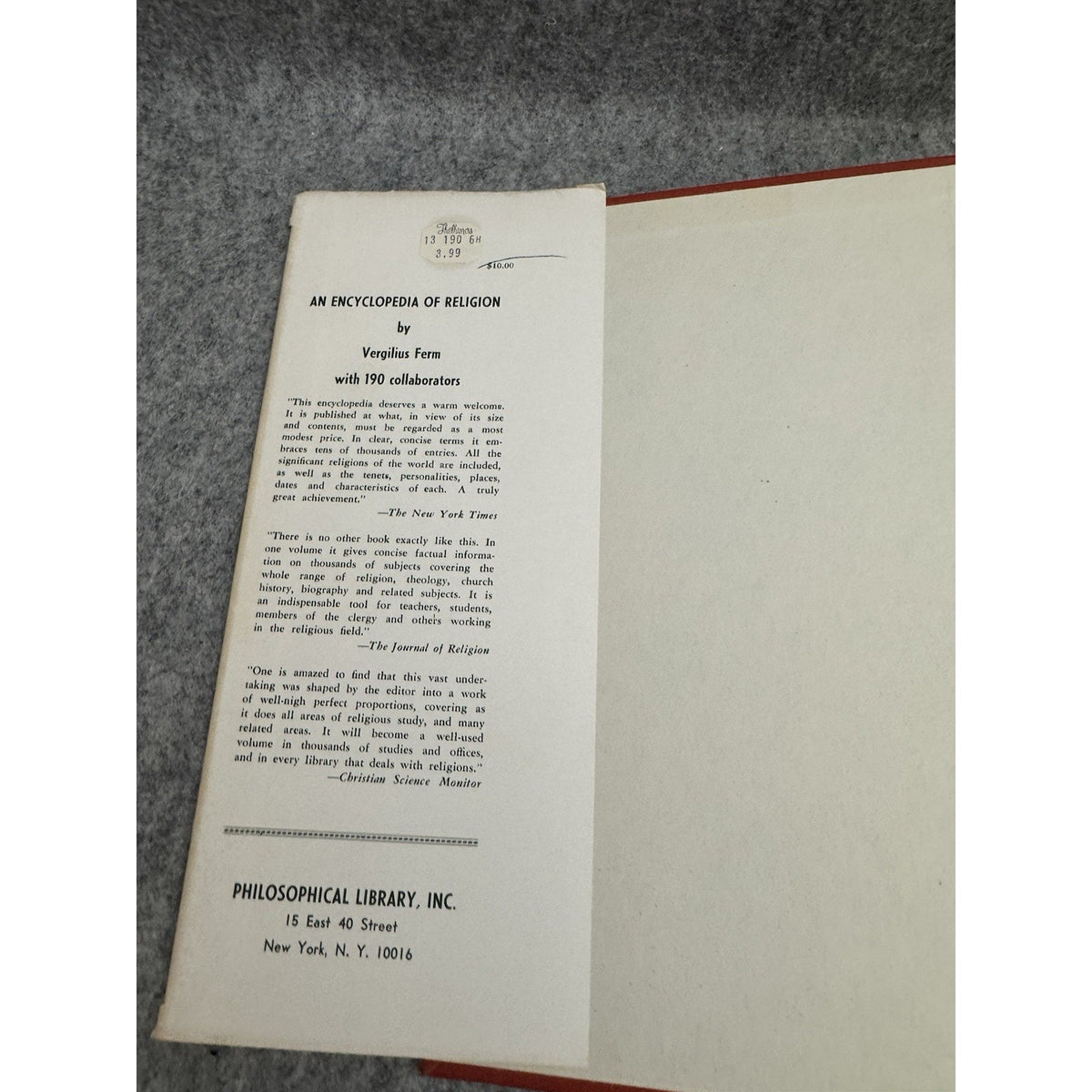 1945 An Encyclopedia of Religion Vergilius Ferm HC DJ Philosophical