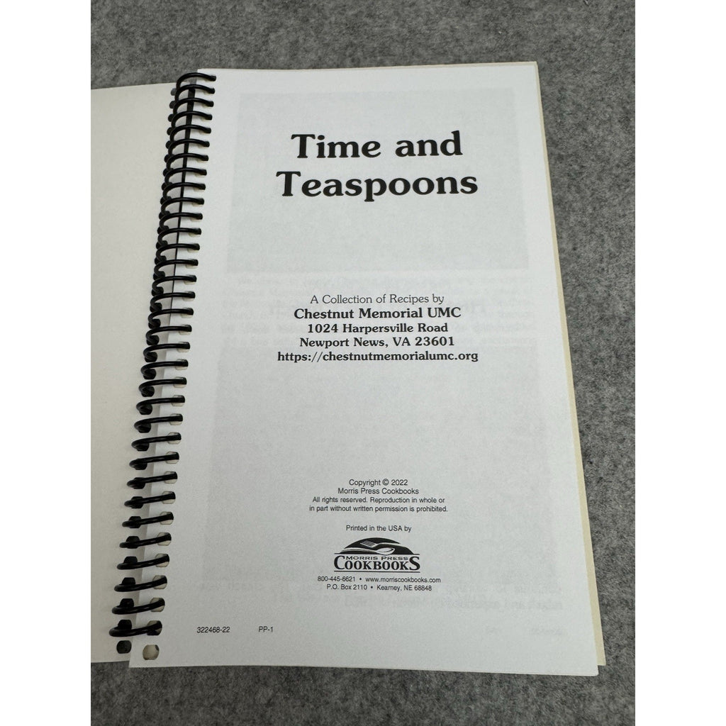 Time and Teaspoons Recipes 2022 Chestnut Memorial UMC Cookbook Spiral PB